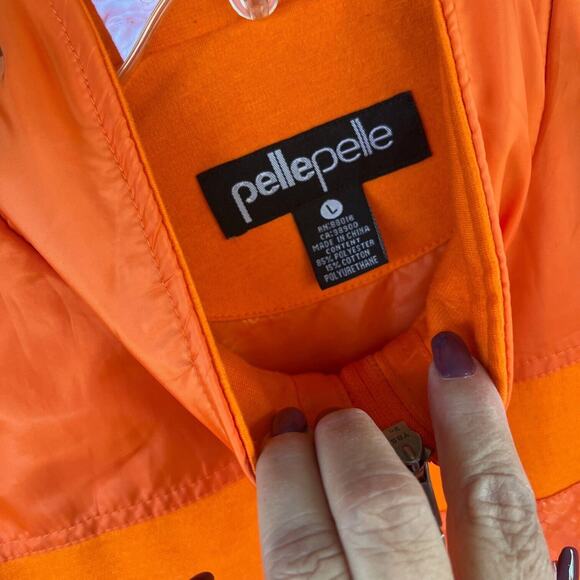 Pelle Pelle Track Jacket Mens Large Orange logo missing Pockets Lined Active - Picture 5 of 11